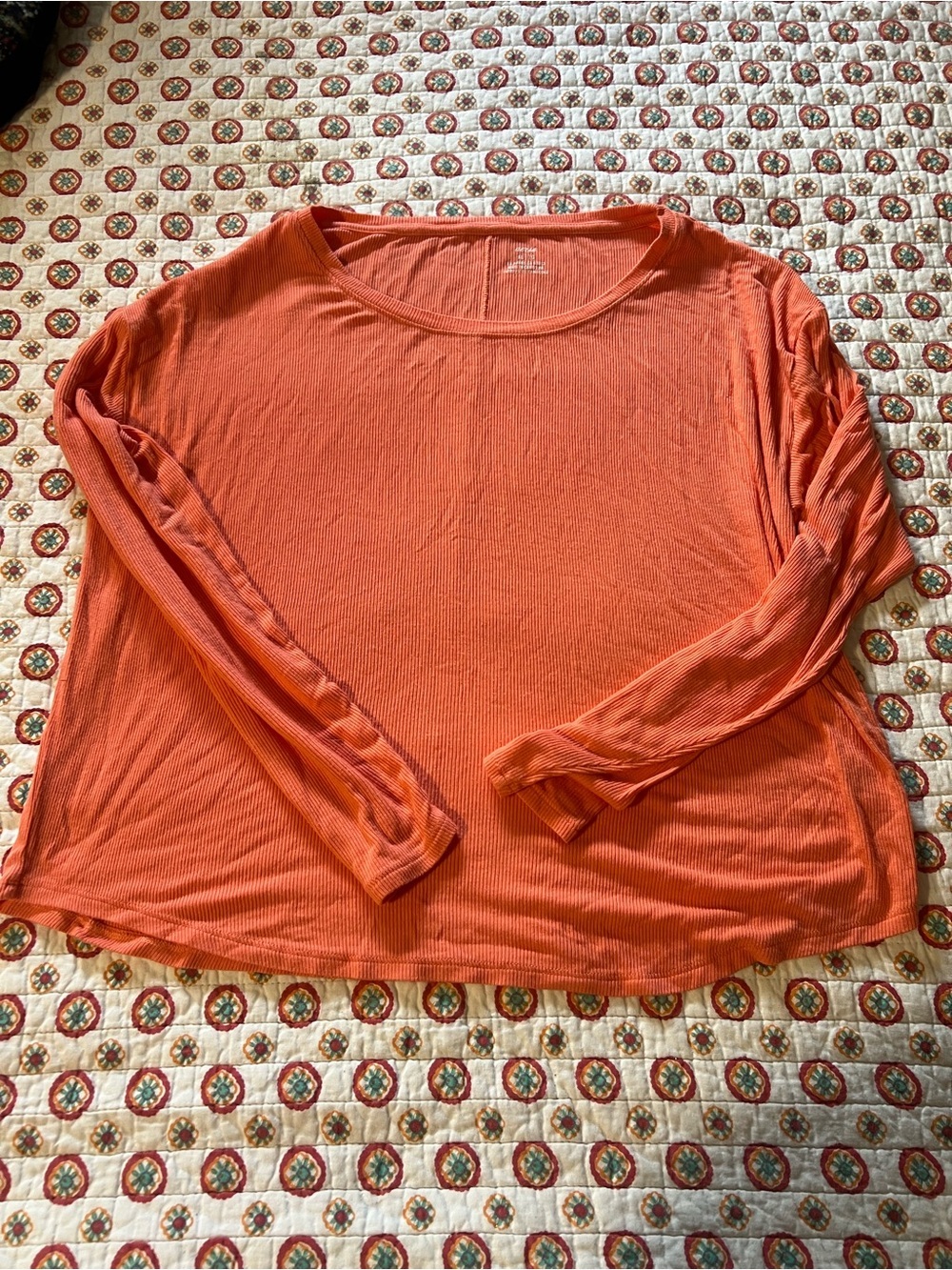 EUC Aerie Ribbed Coral Pink Long Sleeve Shirt size XL